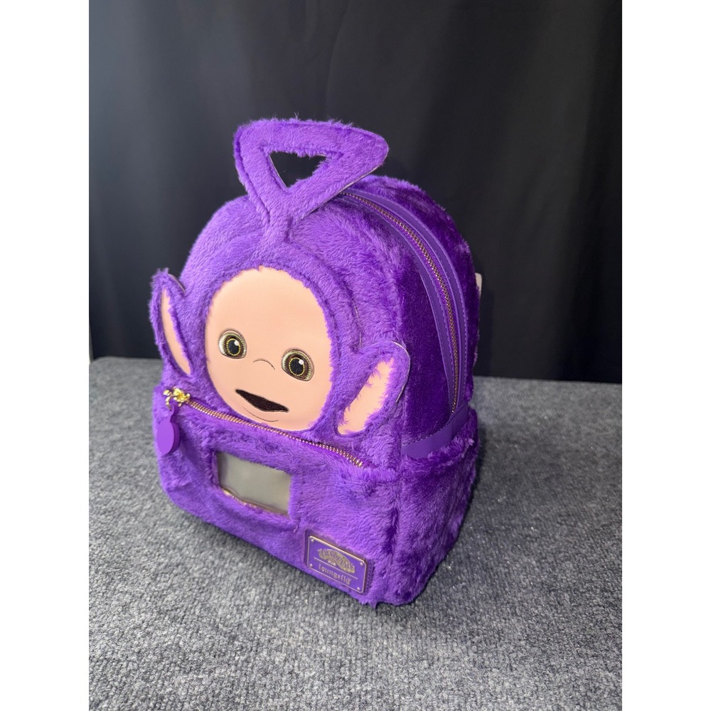 Loungefly Teletubbies Tinky Winky Plush Mini Backpack Purple Faux Fur NWT